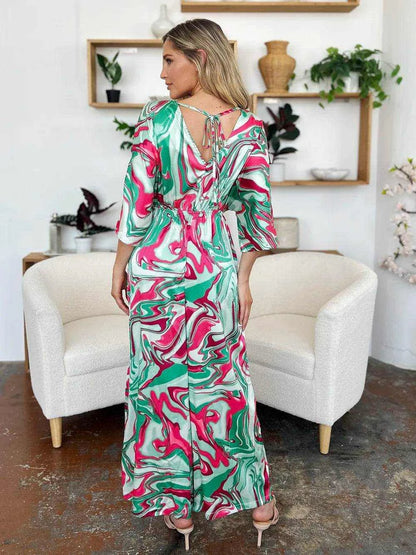 Double Take Full Size Half Sleeve Wide Leg Jumpsuit - Purcell's Clothing Company