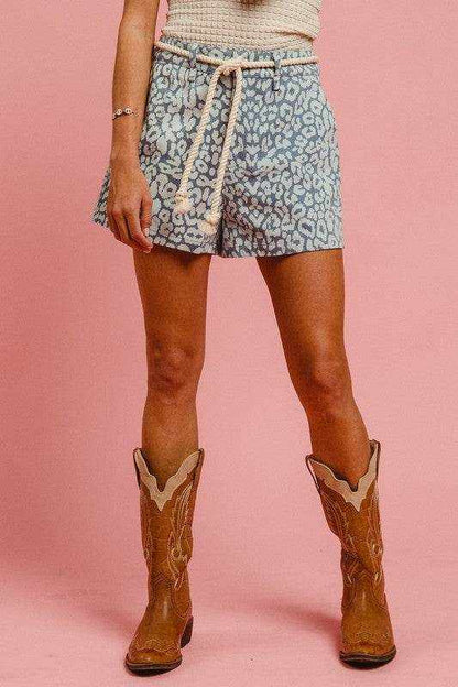 BiBi Rope Belt Leopard Shorts - Purcell's Clothing Company