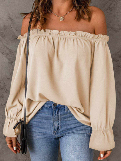 Off-Shoulder Flounce Sleeve Blouse - Purcell's Clothing Company