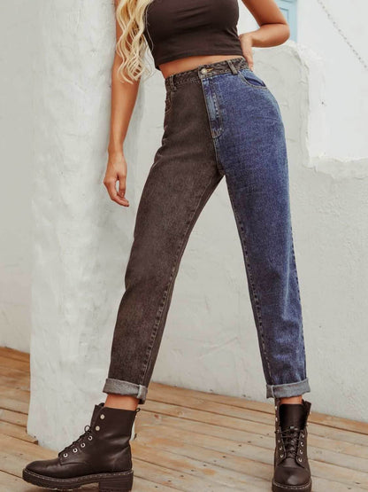 Two Tone Straight Leg Jeans - Purcell's Clothing Company