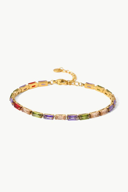 18K Gold Plated Multicolored Cubic Zirconia Bracelet - Purcell's Clothing Company