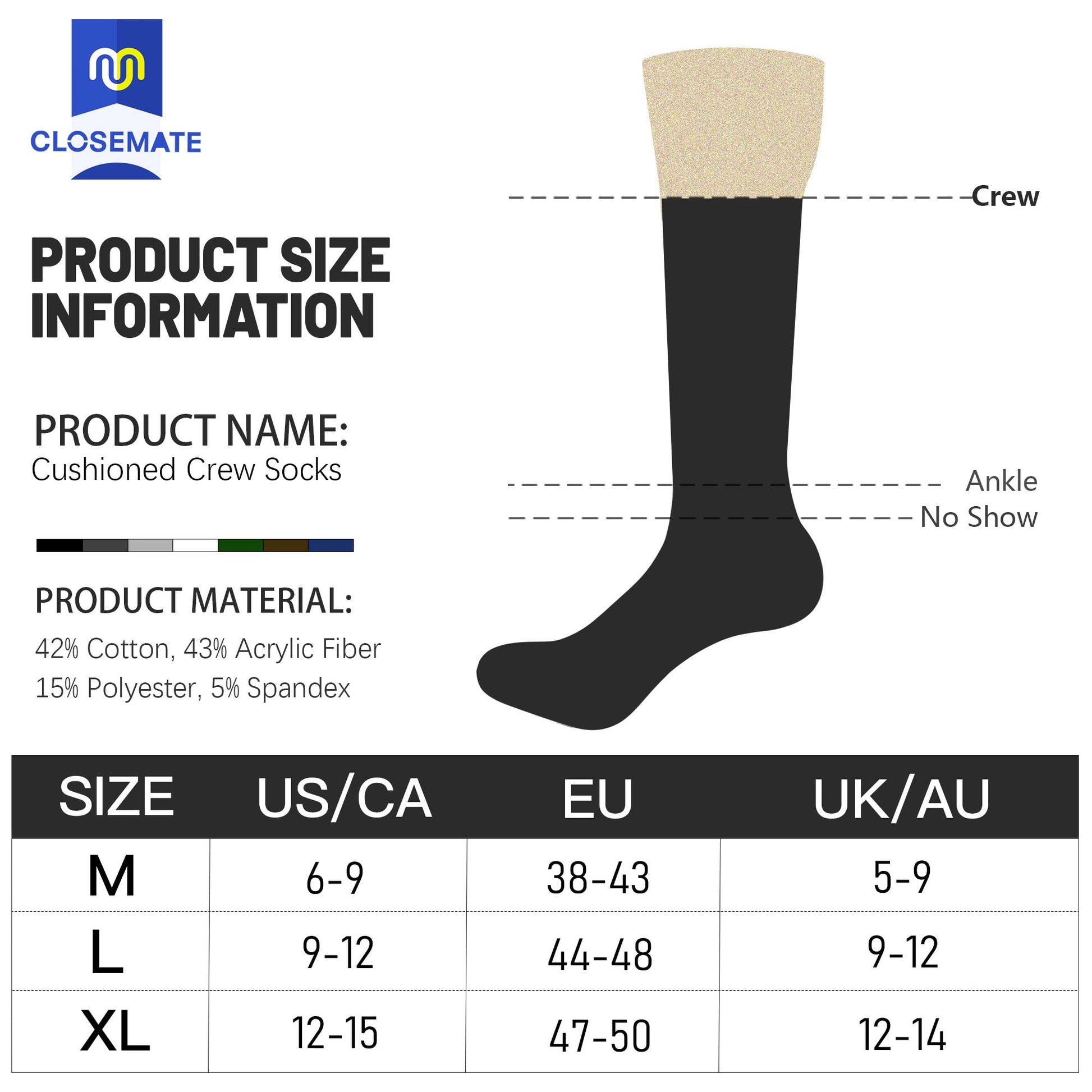 Closemate Thick Thermal Socks (5 - Pairs) - Purcell's Clothing Company - 