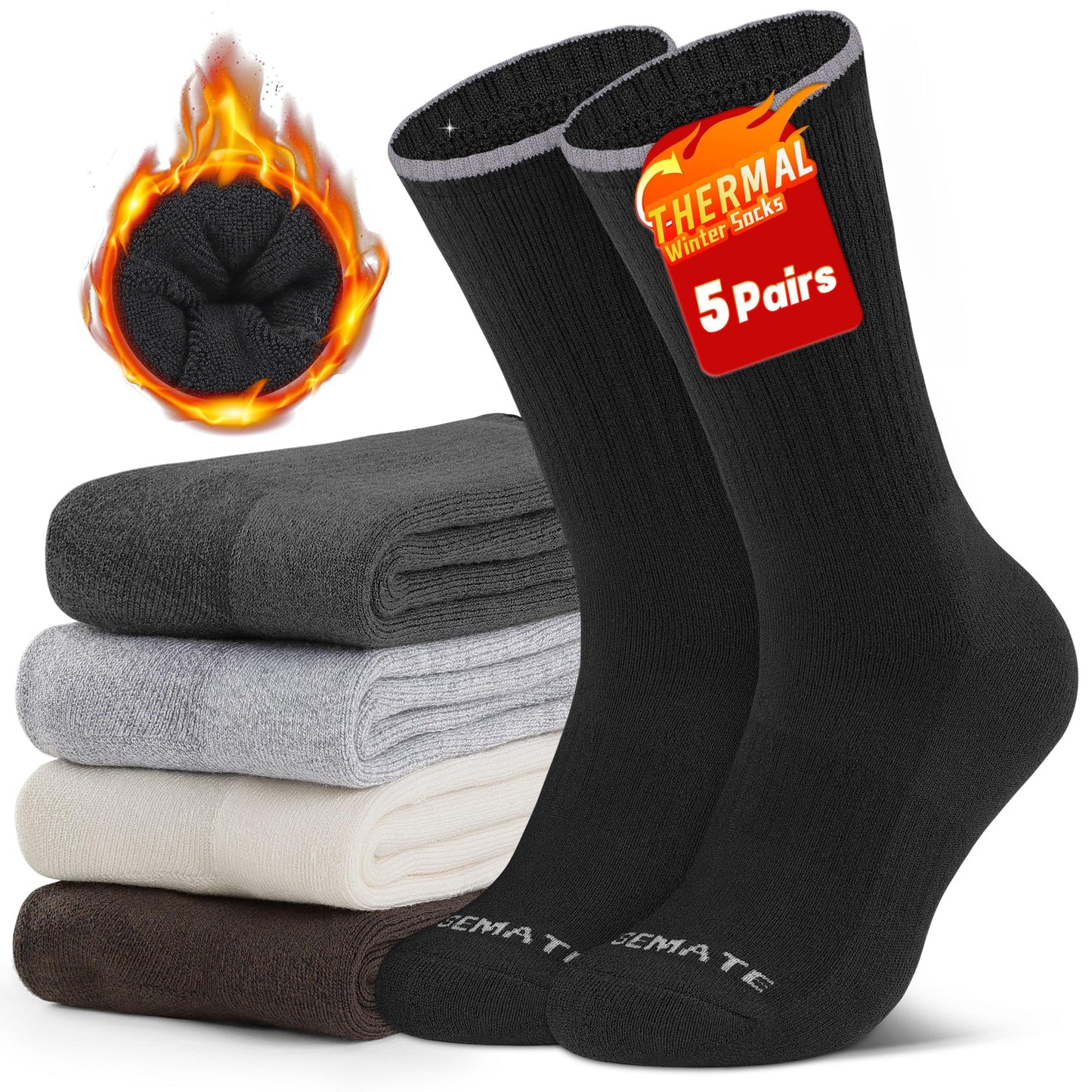 Closemate Thick Thermal Socks (5 - Pairs) - Purcell's Clothing Company - 