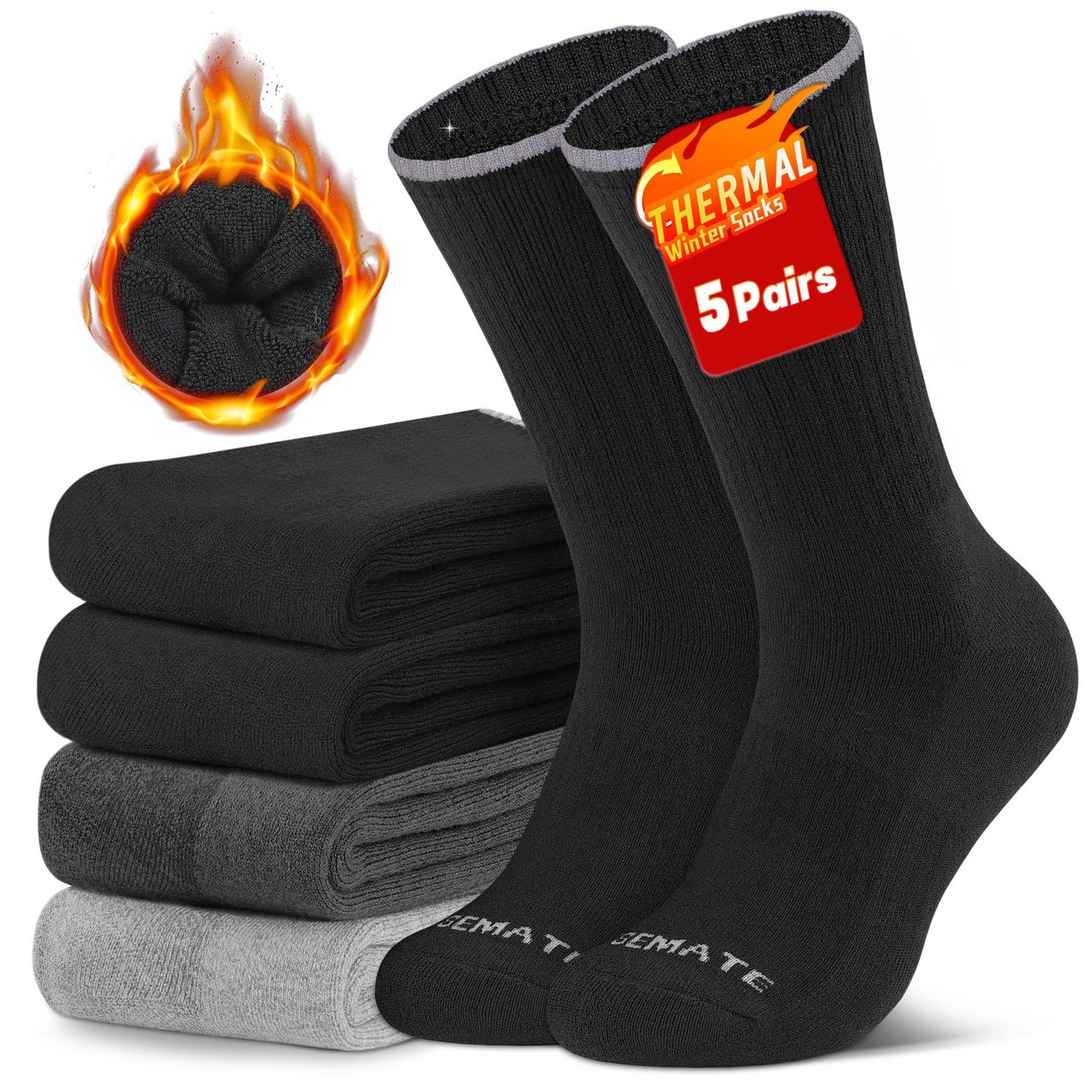 Closemate Thick Thermal Socks (5 - Pairs) - Purcell's Clothing Company - 