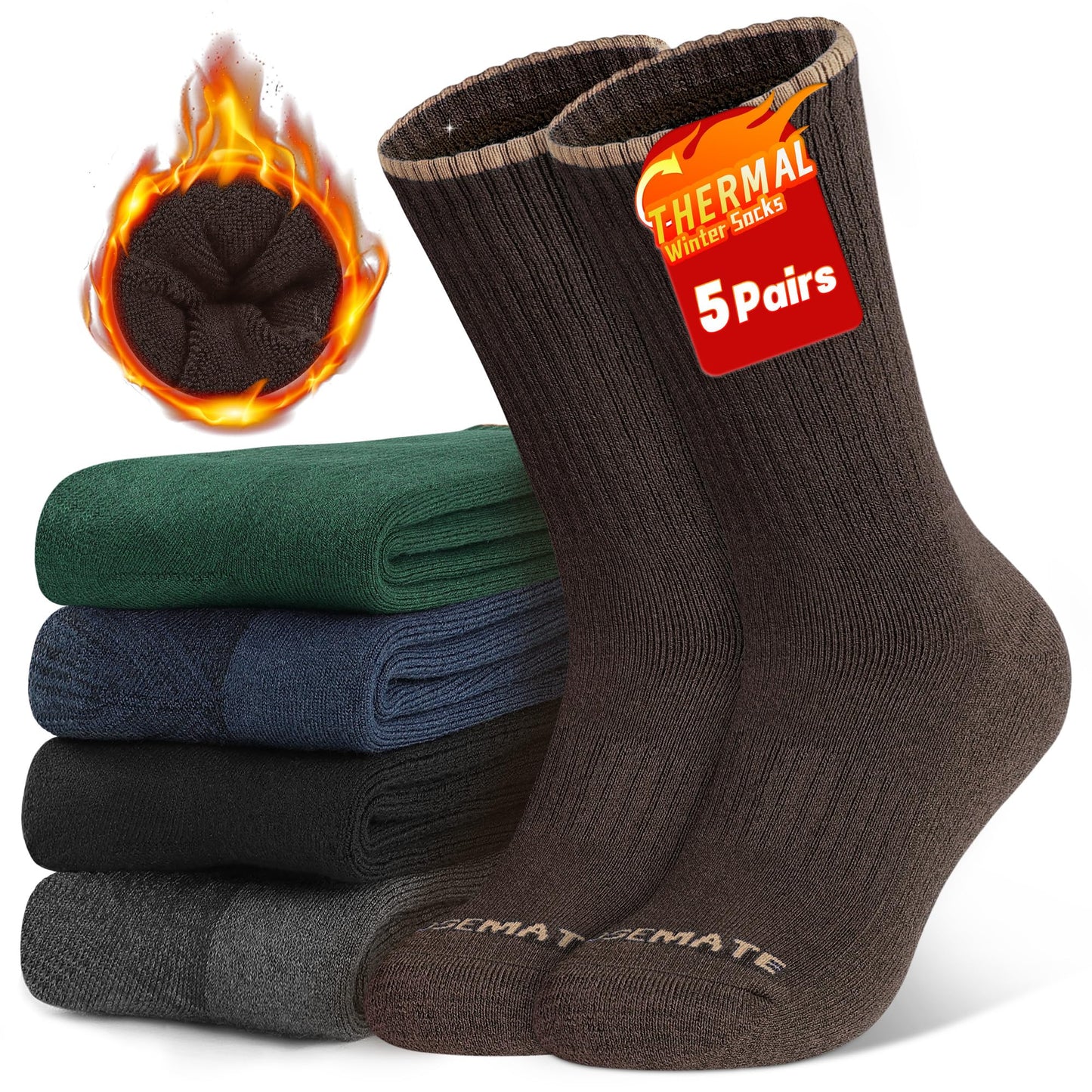 Closemate Thick Thermal Socks (5 - Pairs) - Purcell's Clothing Company - 