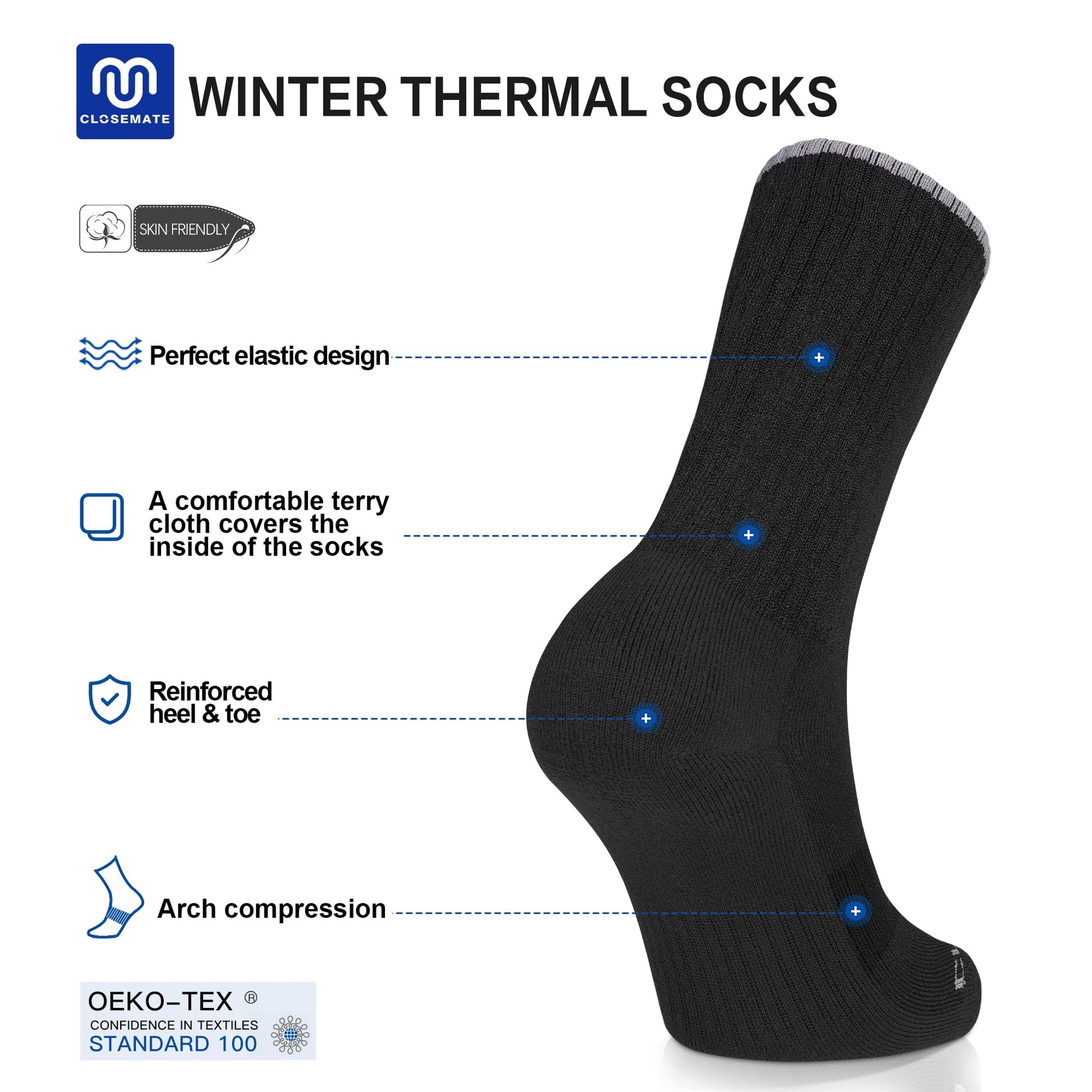 Closemate Thick Thermal Socks (5 - Pairs) - Purcell's Clothing Company - 