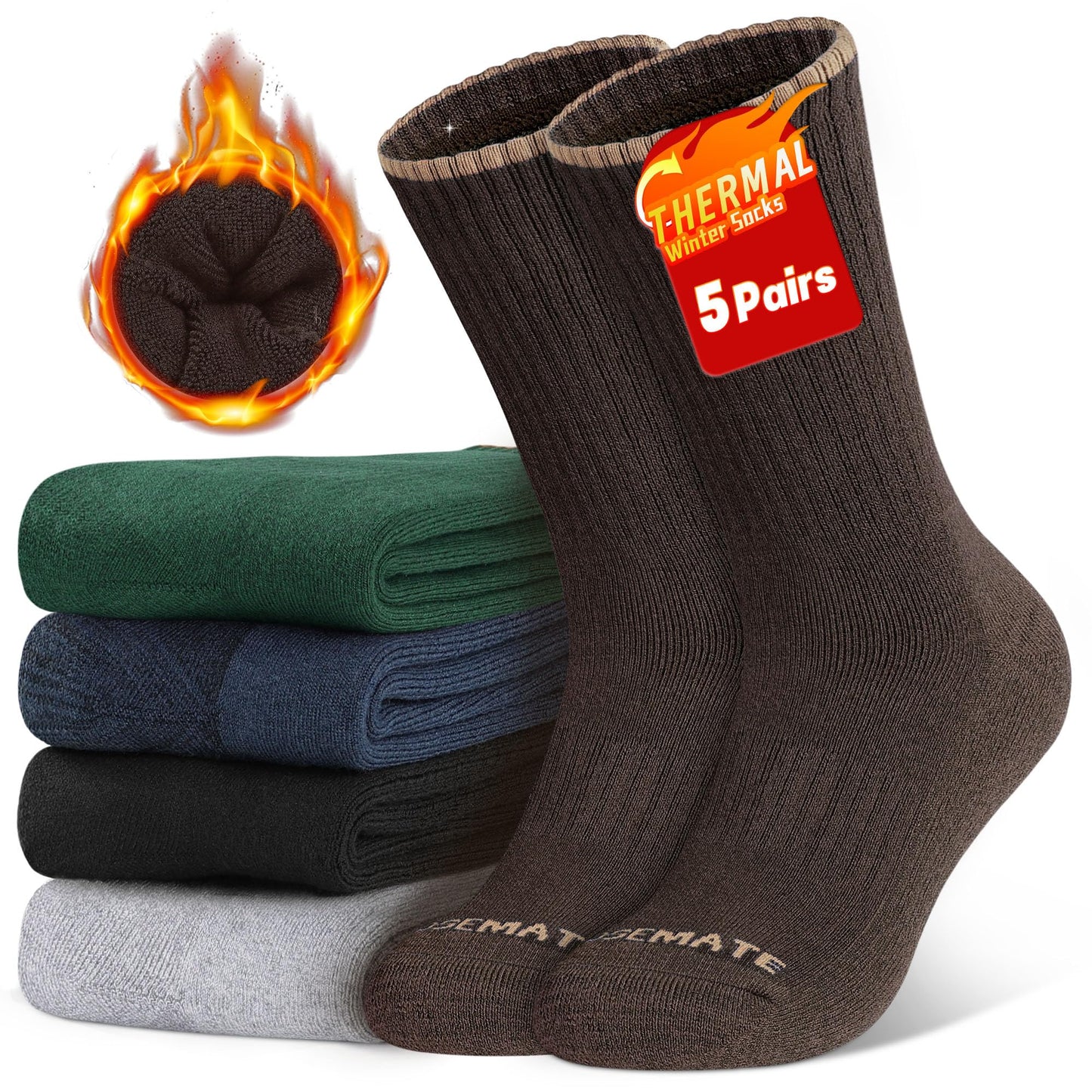 Closemate Thick Thermal Socks (5 - Pairs) - Purcell's Clothing Company - 