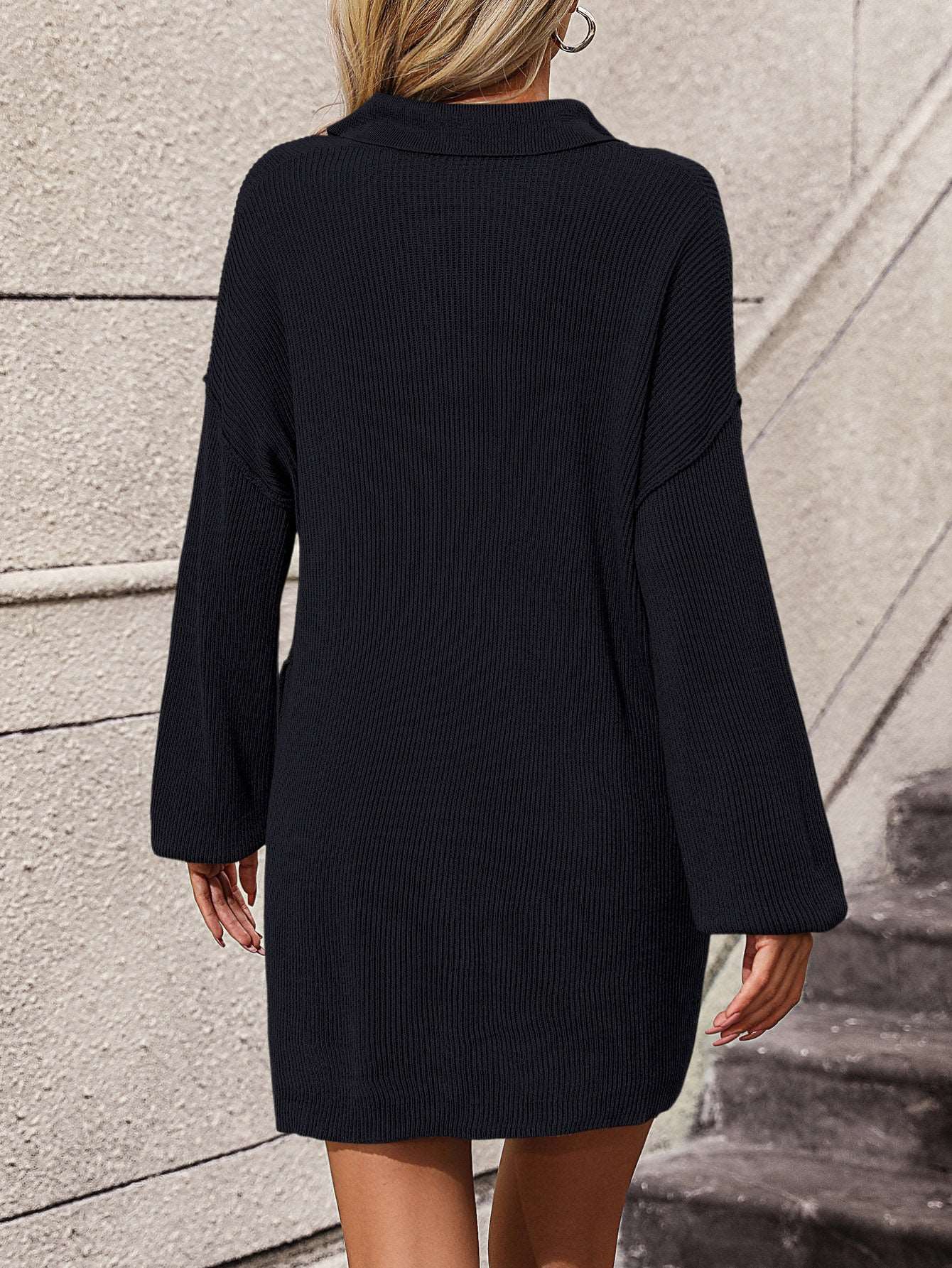 Collared Long Sleeve Sweater Dress - Purcell's Clothing Company - 