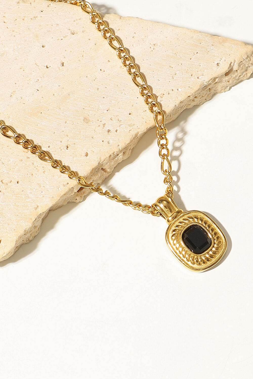 18K Gold Plated Inlaid Rhinestone Pendant Necklace - Purcell's Clothing Company