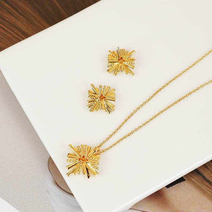 Starburst Gold-Plated Earrings and Necklace Set - Purcell's Clothing Company