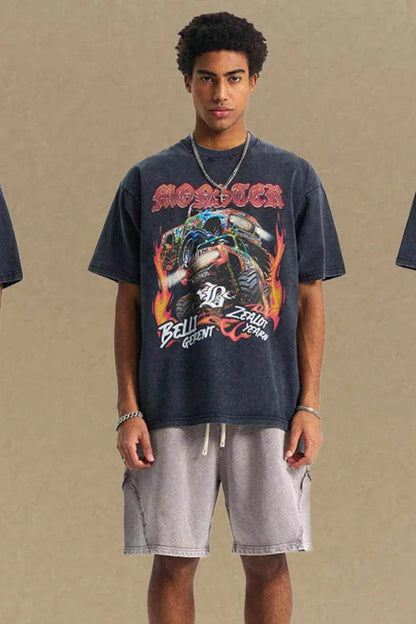 Graphic Round Neck Half Sleeve T-Shirt - Purcell's Clothing Company