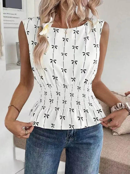 Bow Print Tie Shoulder Tank - Purcell's Clothing Company