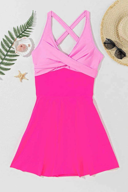 Crisscross V-Neck One-Piece Swimwear - Purcell's Clothing Company