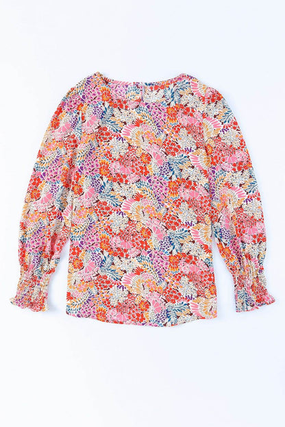 Floral Print Long Puff Sleeve Blouse - Purcell's Clothing Company