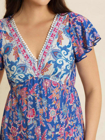 Printed V-Neck Wide Leg Jumpsuit - Purcell's Clothing Company