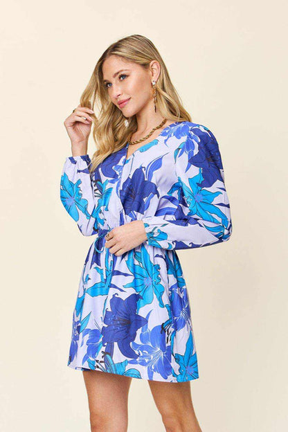 Double Take Full Size Floral Long Sleeve Romper with Pockets - Purcell's Clothing Company