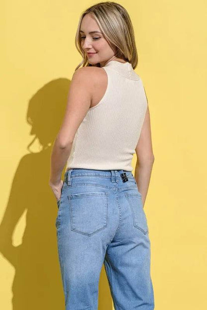 And The Why Basic Rib Cross Halter Neck Tank Top - Purcell's Clothing Company