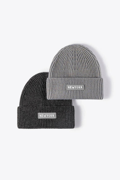 NEWYORK Patch Rib-Knit Cuffed Beanie - Purcell's Clothing Company