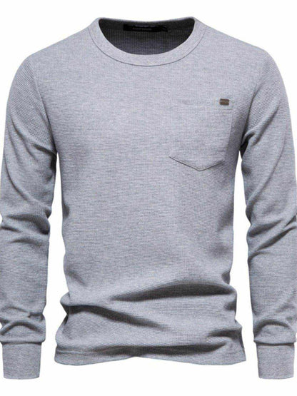 Waffle-Knit Round Neck T-Shirt - Purcell's Clothing Company