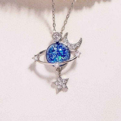 Starry Sky Inlaid Zircon Moon Star Necklace - Purcell's Clothing Company