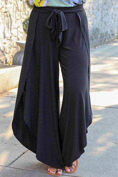 Plus Size Tie Front Wide Leg Pants - Purcell's Clothing Company