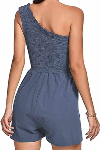 Smocked Single Shoulder Romper - Purcell's Clothing Company