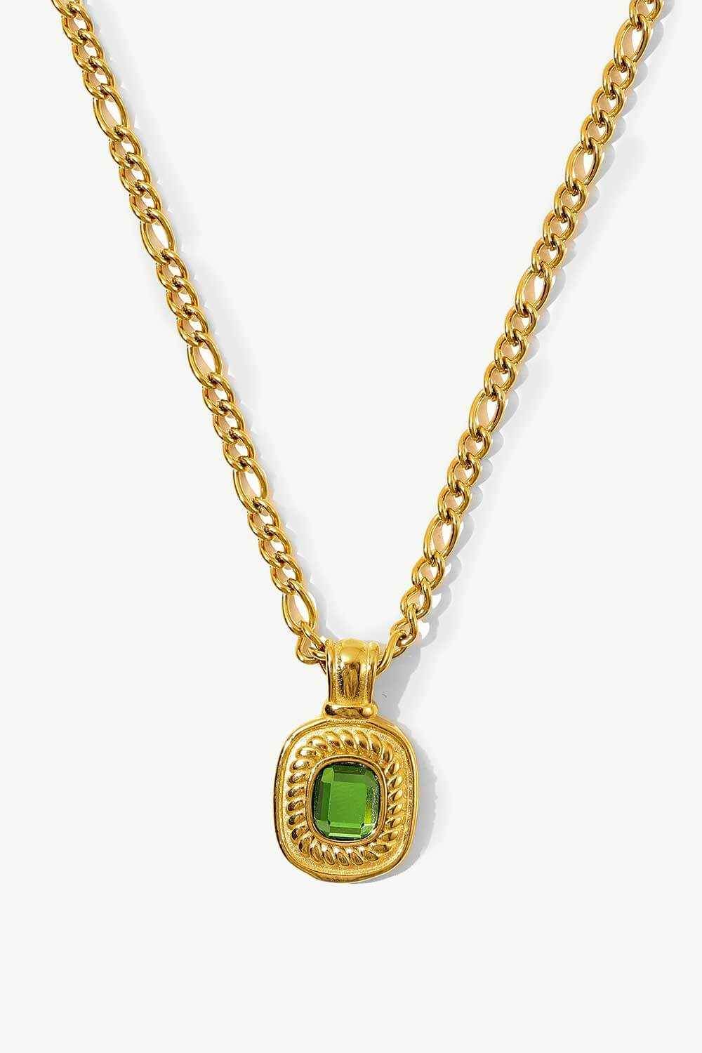 18K Gold Plated Inlaid Rhinestone Pendant Necklace - Purcell's Clothing Company
