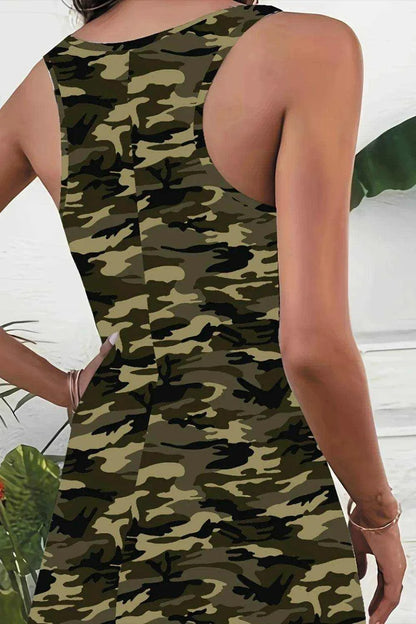 Printed Scoop Neck Wide Strap Mini Dress - Purcell's Clothing Company