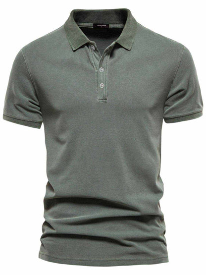 Collared Neck Button Detail Short Sleeve Polo - Purcell's Clothing Company