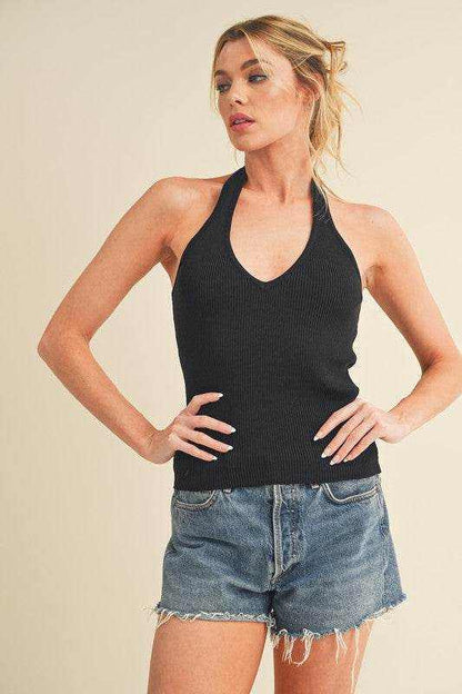 Aemi + Co Ribbed Halter Neck Cami - Purcell's Clothing Company