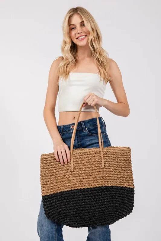 Fame Straw Braided Beach Tote Bag - Purcell's Clothing Company