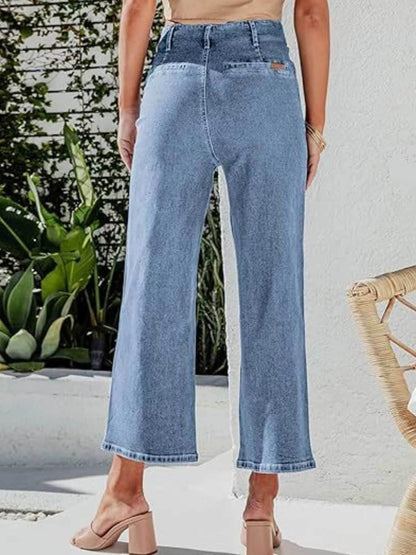 Button Fly Cropped Jeans with Pockets - Purcell's Clothing Company
