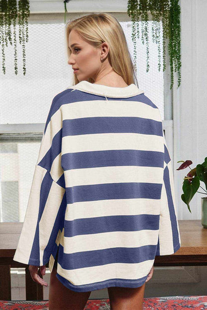 Oh Striped Johnny Collar Long Sleeve T-Shirt - Purcell's Clothing Company