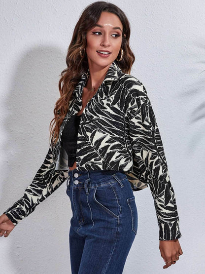Button Down Printed Cropped Jacket - Purcell's Clothing Company