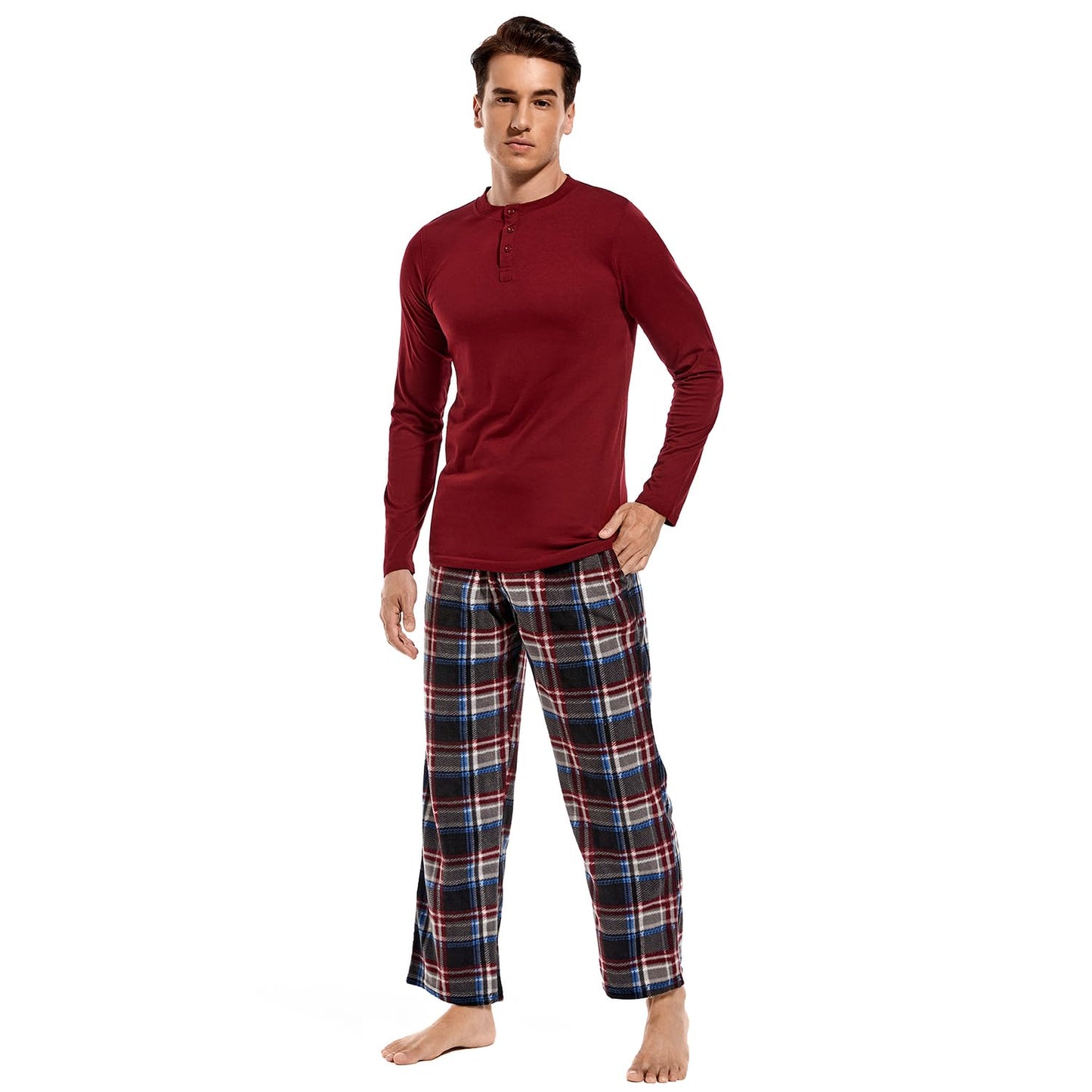 DG Hill Pajama Pants Men - Fleece Pajama Pants Plaid PJS Set Cotton Shirt - Mens Pajama Set Flannel PJ Pant Pajamas Sleepwear - Purcell's Clothing Company - 