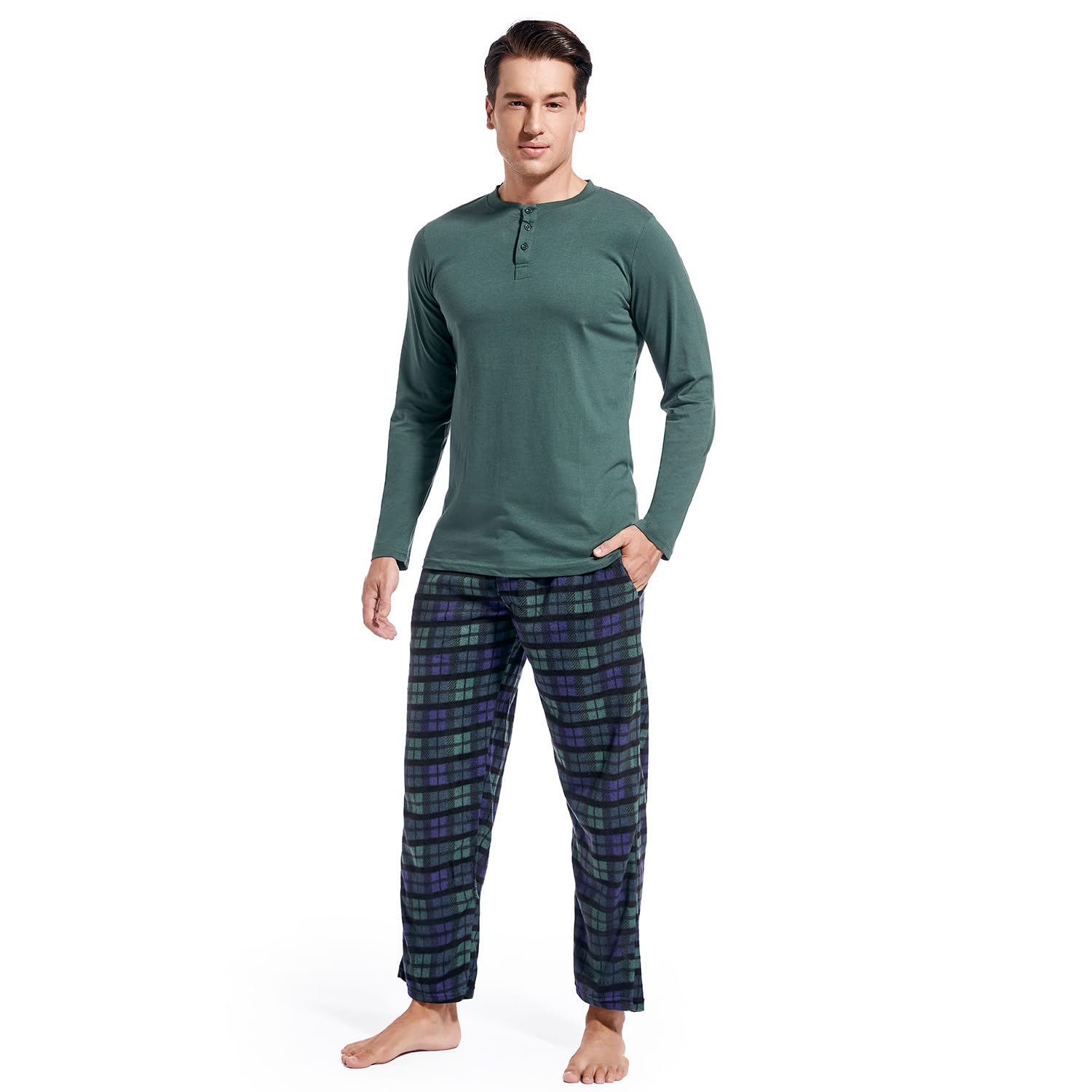 DG Hill Pajama Pants Men - Fleece Pajama Pants Plaid PJS Set Cotton Shirt - Mens Pajama Set Flannel PJ Pant Pajamas Sleepwear - Purcell's Clothing Company - 