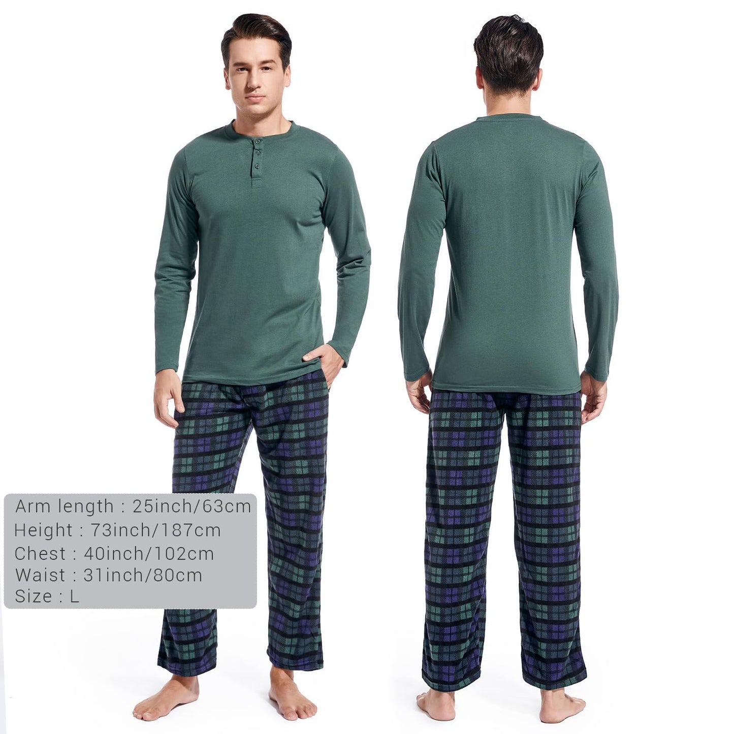 DG Hill Pajama Pants Men - Fleece Pajama Pants Plaid PJS Set Cotton Shirt - Mens Pajama Set Flannel PJ Pant Pajamas Sleepwear - Purcell's Clothing Company - 