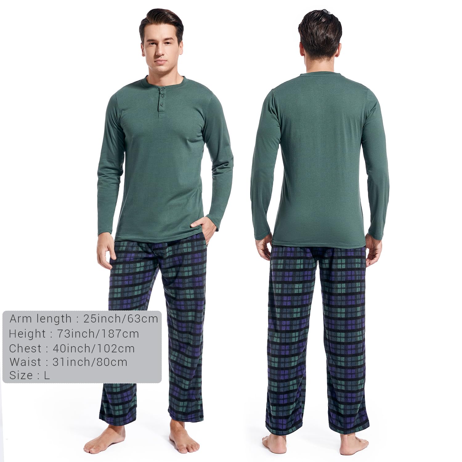 DG Hill Pajama Pants Men - Fleece Pajama Pants Plaid PJS Set Cotton Shirt - Mens Pajama Set Flannel PJ Pant Pajamas Sleepwear - Purcell's Clothing Company - 