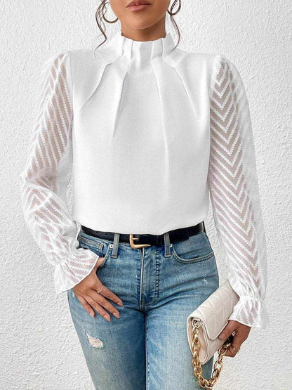 Mock Neck Flounce Sleeve Blouse - Purcell's Clothing Company