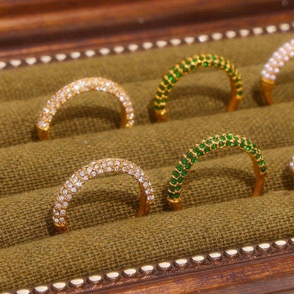 18K Gold-Plated Inlaid Zircon Ring - Purcell's Clothing Company