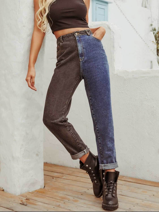 Two Tone Straight Leg Jeans - Purcell's Clothing Company