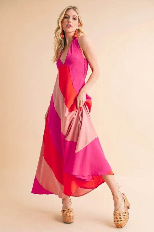 Aemi+Co Color Block Sleeveless Maxi Dress - Purcell's Clothing Company