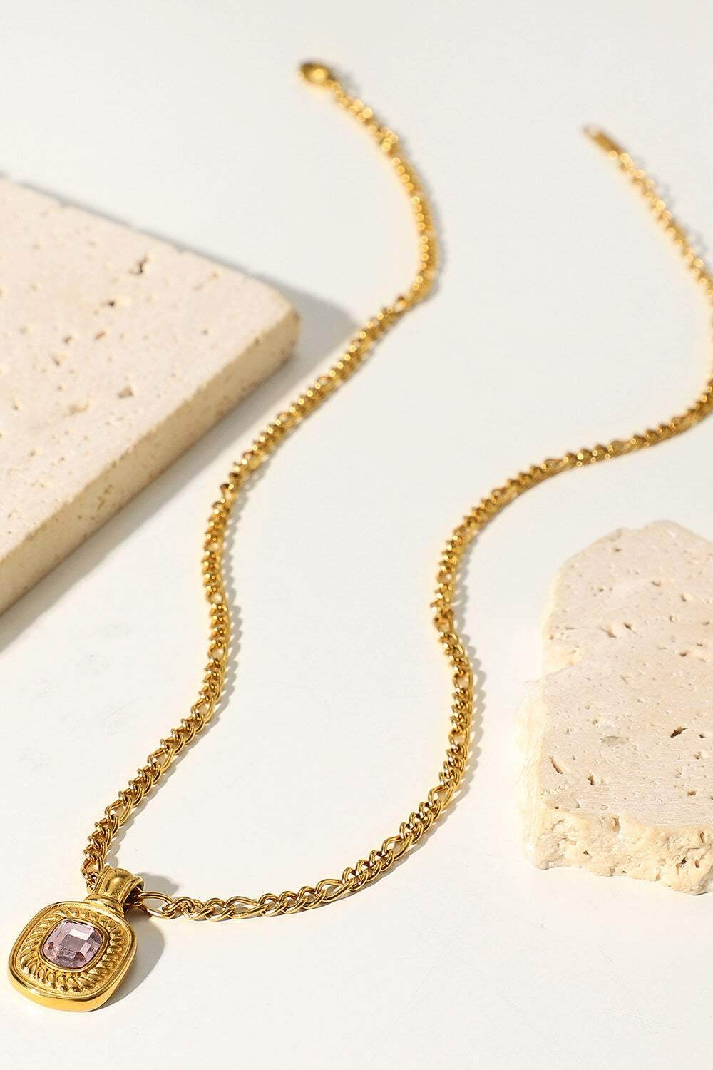 18K Gold Plated Inlaid Rhinestone Pendant Necklace - Purcell's Clothing Company