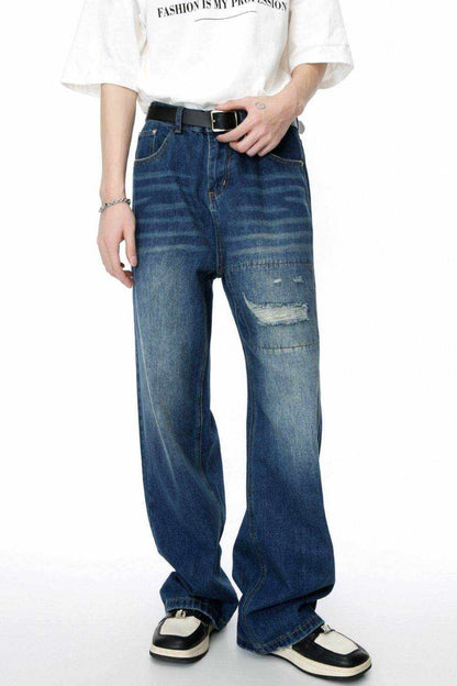 Men's Distressed Applique Straight Jeans - Purcell's Clothing Company