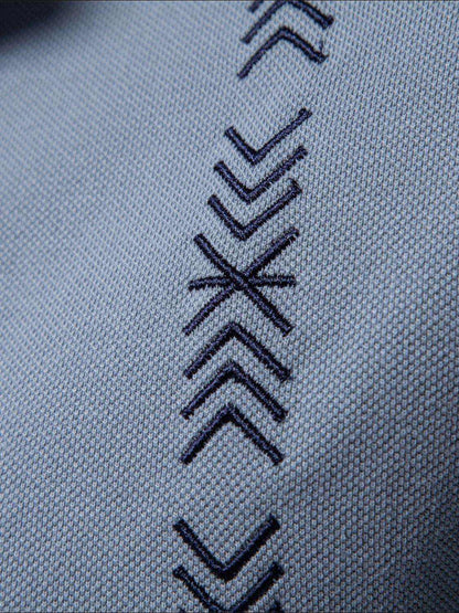 Collared Neck Geometric Embroidered Polo - Purcell's Clothing Company