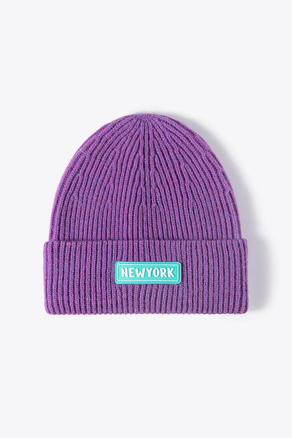NEWYORK Patch Rib-Knit Cuffed Beanie - Purcell's Clothing Company
