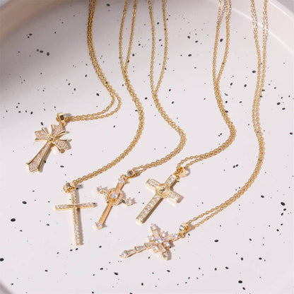 Stainless Steel Inlaid Zircon Cross Necklace - Purcell's Clothing Company
