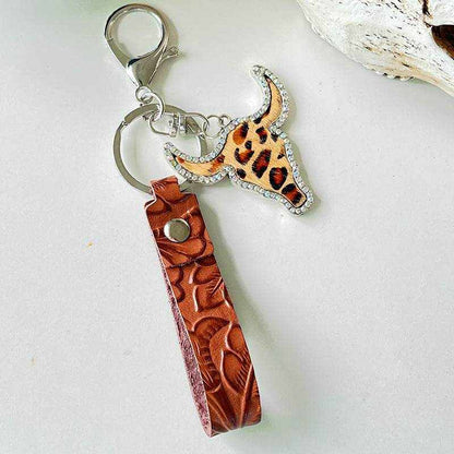 Rhinestone Bull Keychain - Purcell's Clothing Company