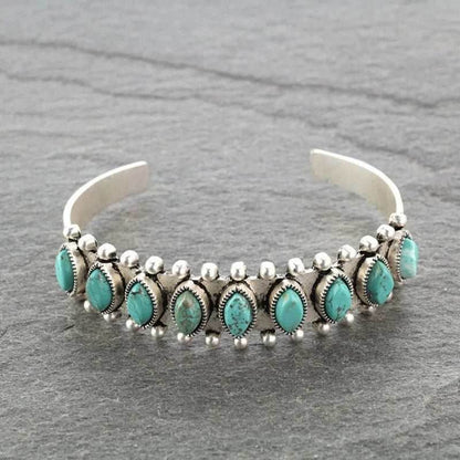 Artificial Turquoise Alloy Open Bracelet - Purcell's Clothing Company