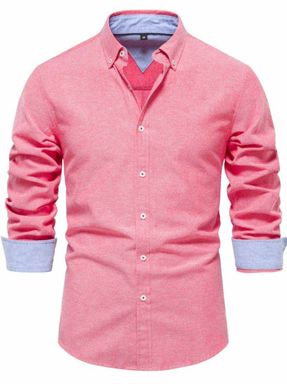 Solid Button Down Collared Neck Shirt - Purcell's Clothing Company